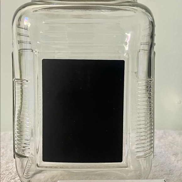 GLASS COOKIE JAR with a “BLACKBOARD SPACE” & CHALK… - Picture 2 of 3